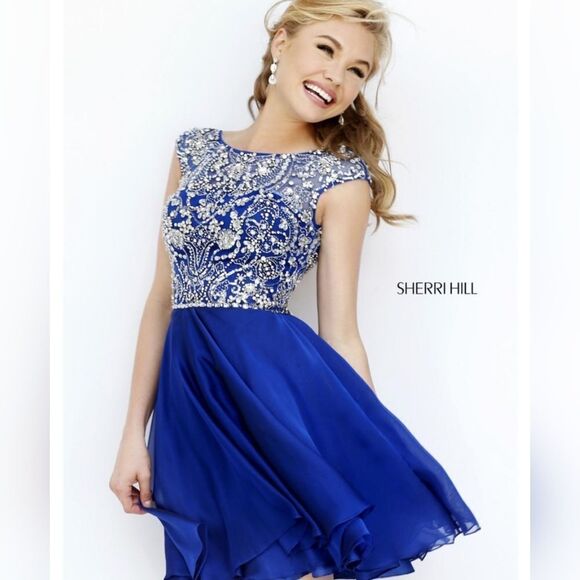 Nearly NEW Sherri Hill Navy Shorty Style # 32320